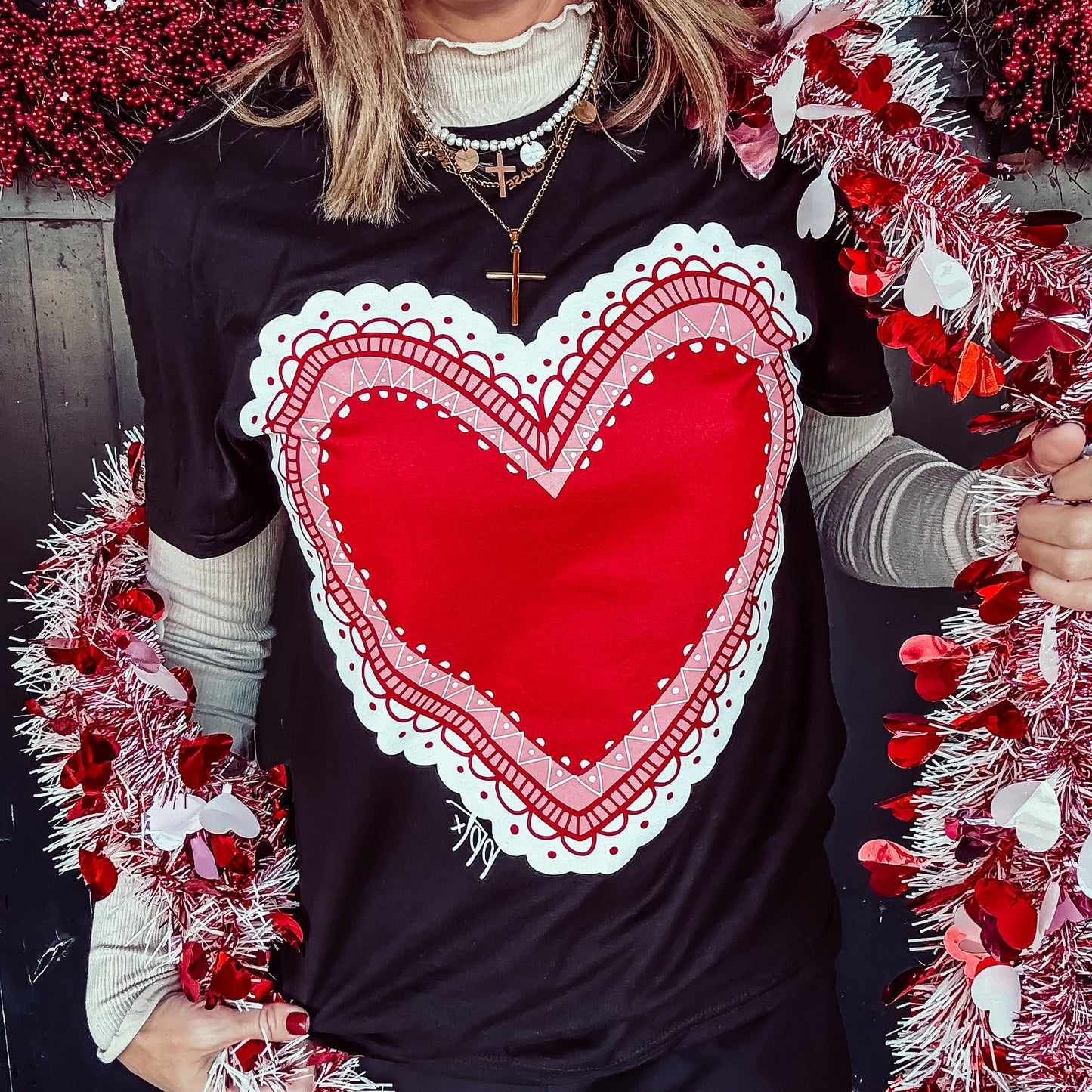 Big Lace Heart Tee (Black)