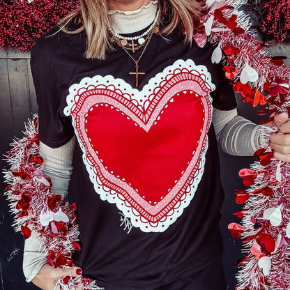 Big Lace Heart Tee (Black)