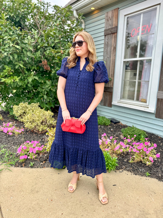 Pretty Please Eyelet Maxi (Navy)