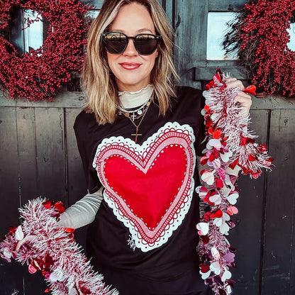 Big Lace Heart Tee (Black)
