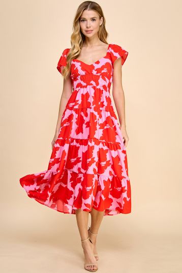 Sydney Floral Midi Dress (Pink)
