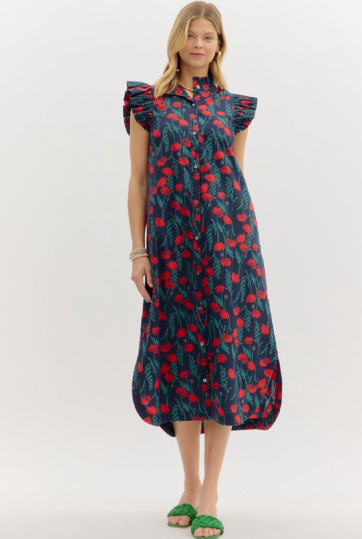 Poppy Midi Dress (Blue)