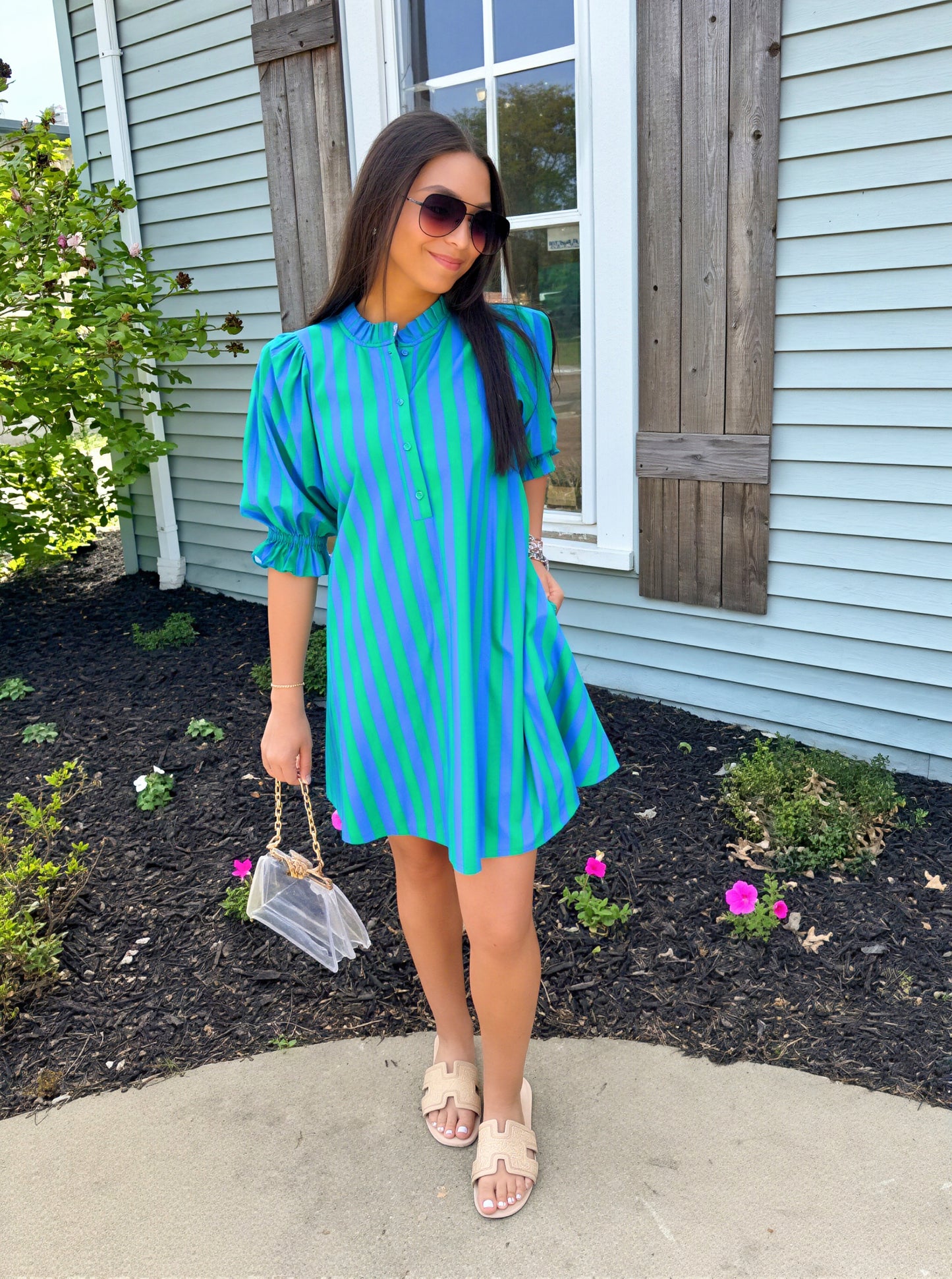 Kandie Stripe Dress (Green)