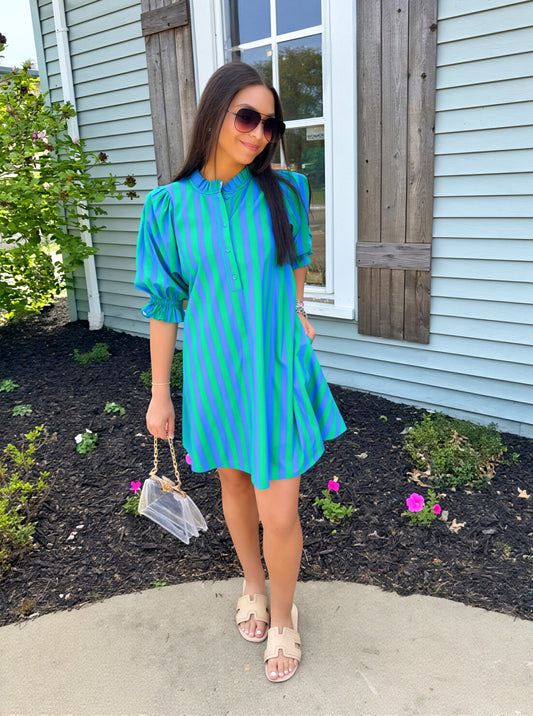 Kandie Stripe Dress (Green)