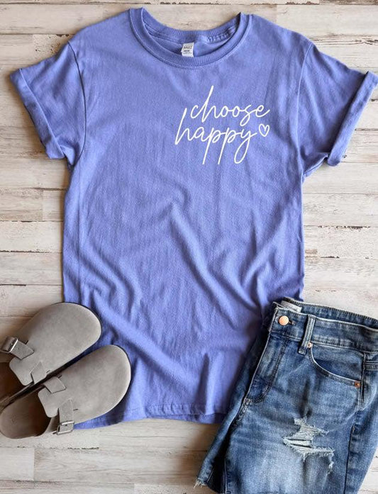 Choose Happy Graphic Tee (Periwinkle)