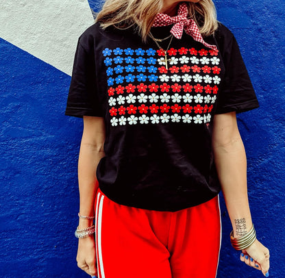 USA Daisy Flag Tee (Black)