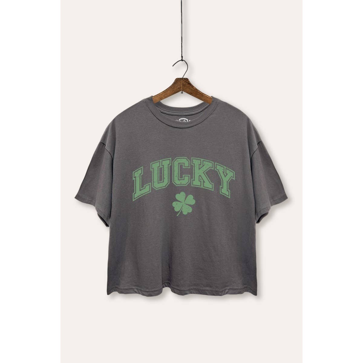 Lucky Graphic Boxy Top (Charcoal)