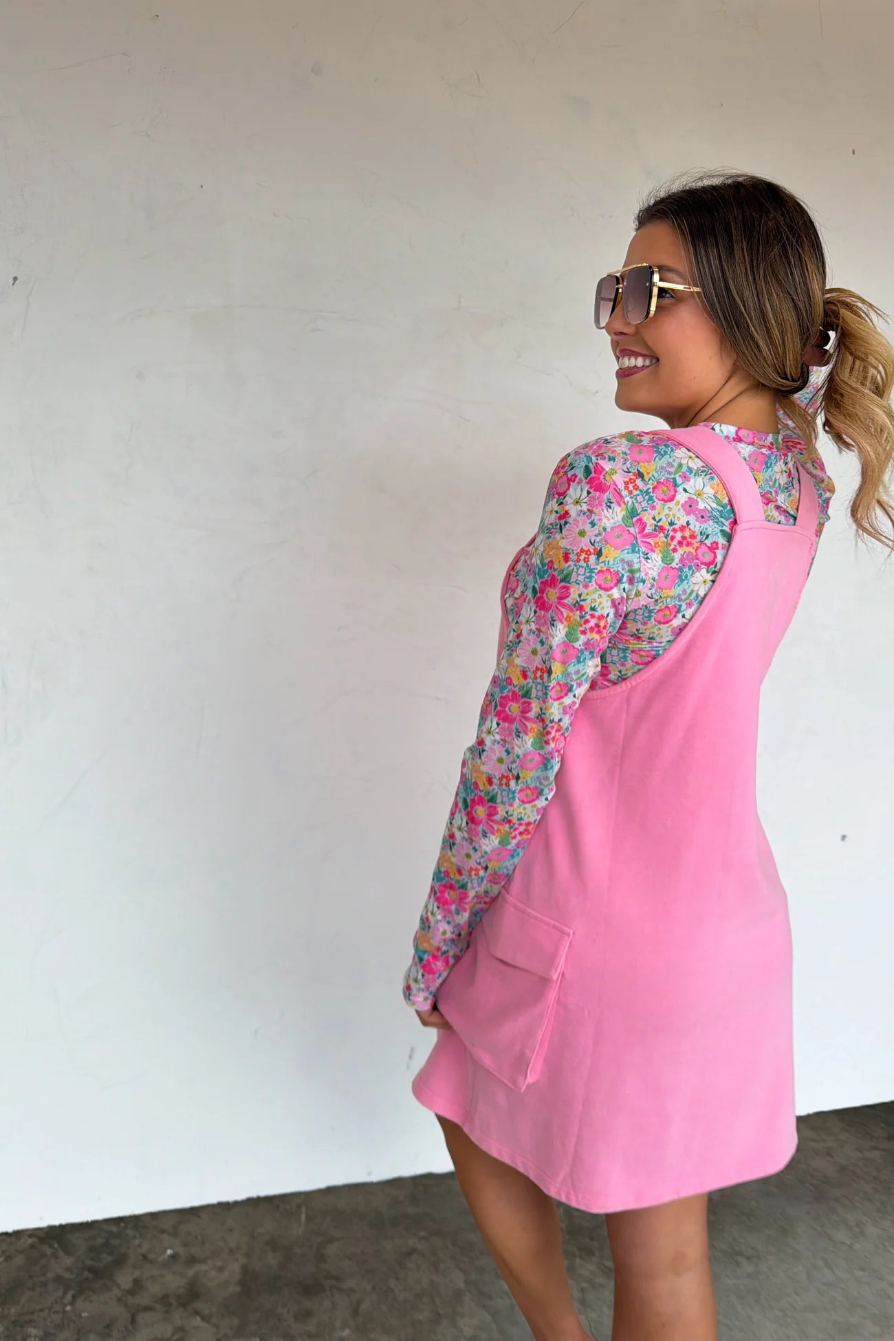 Millie Overall Dress ( Pink)