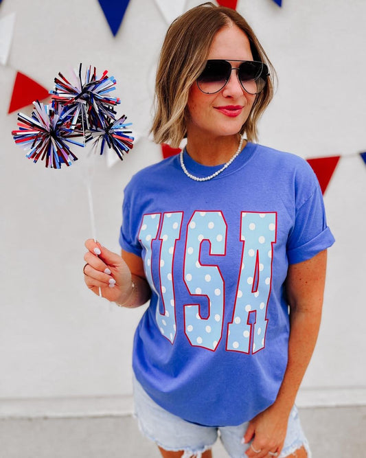 USA Polka Dot Graphic (Mystic Blue)
