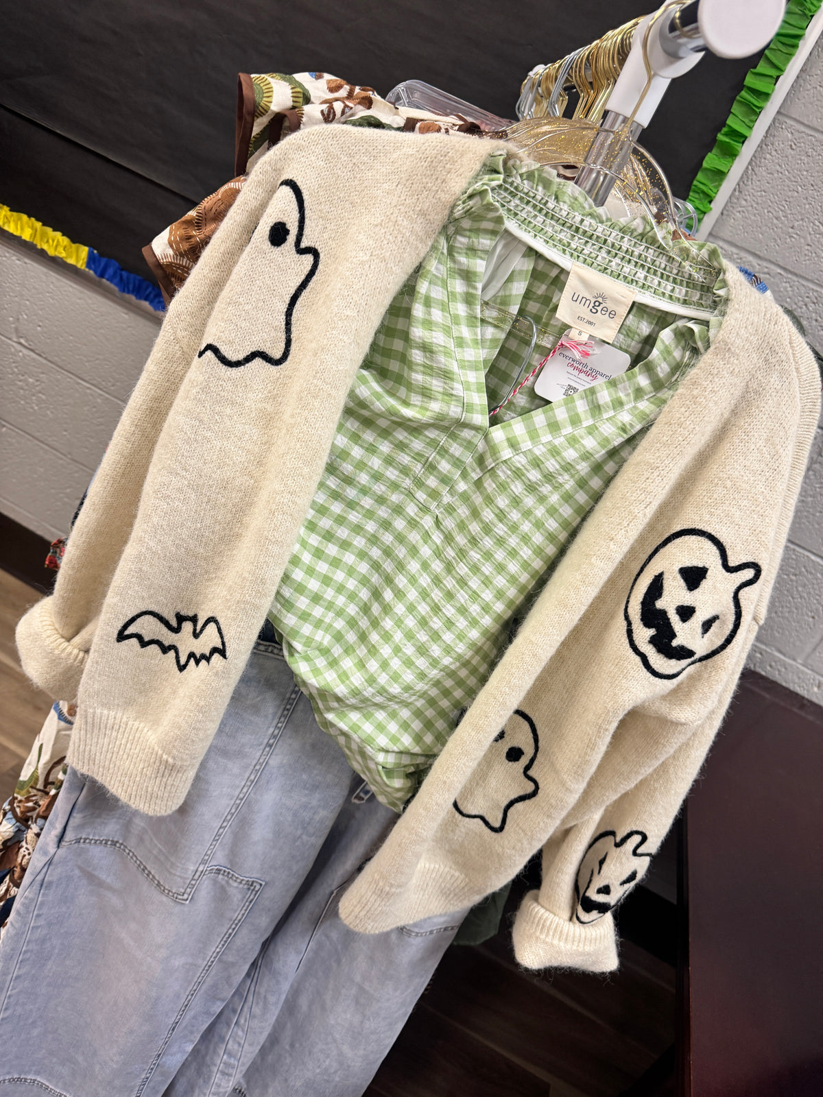 Ghostly Cute Pumpkin Cardigan (Cream)