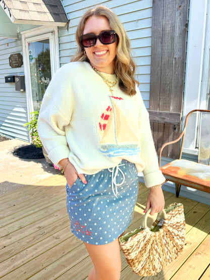 Presley Polka Dot Skirt (Blue)