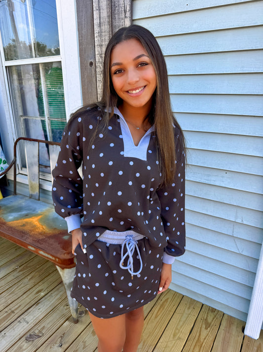 Pep In Your Step Polka Dot Set (Brown/Blue)