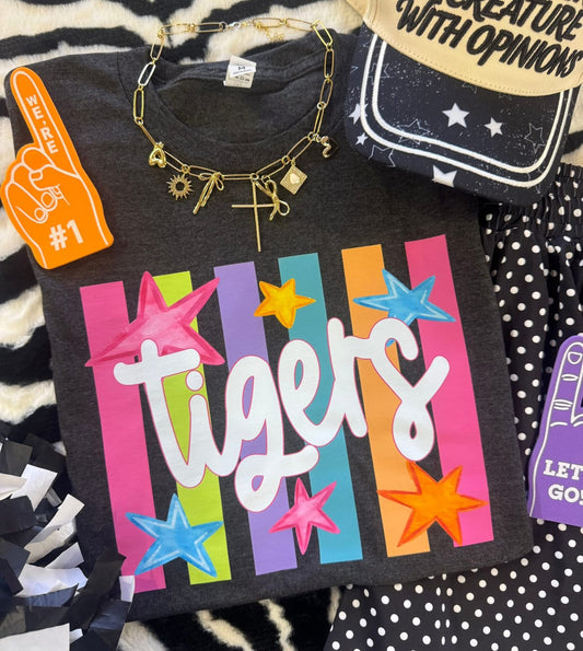 Neon Tigers Spirit Tee (Charcoal)