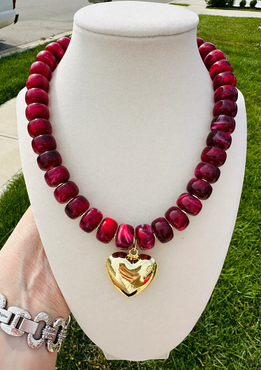 Berry Crush Beaded Heart Necklace