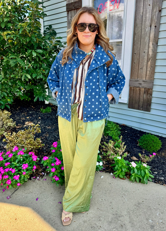 Lily Soft Crinkle Pants (Sage)