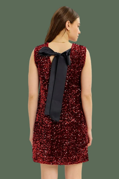 Hollywood Sequin Bow Dress (Pink)