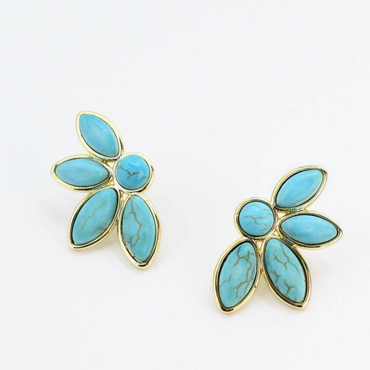 Half Turquoise Flower Earring