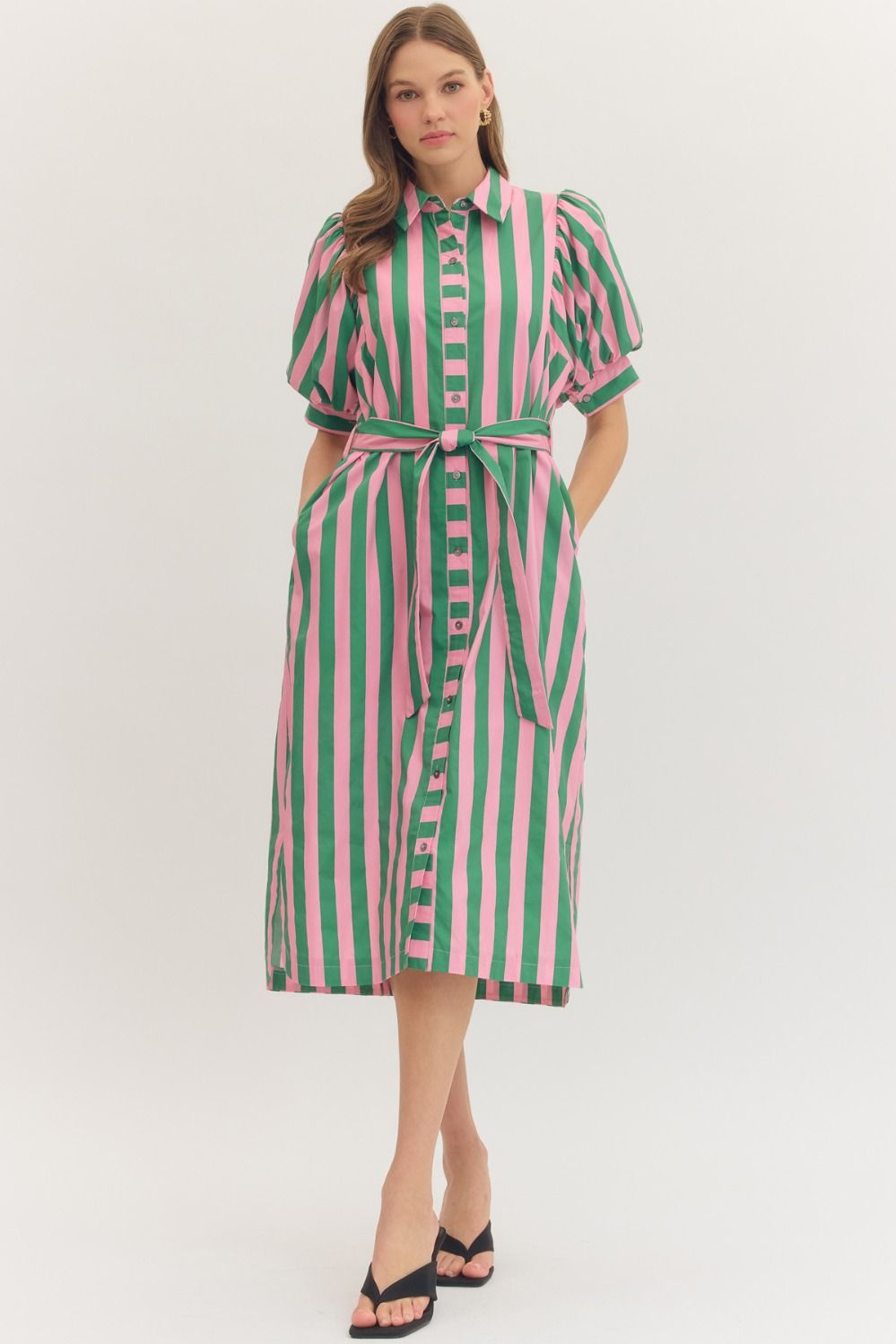 Newport Striped Dress (Pink/Green)