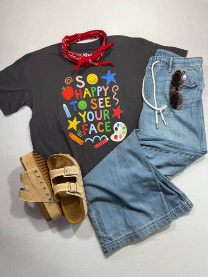 Good To See Your Face Teacher Tee (Charcoal)