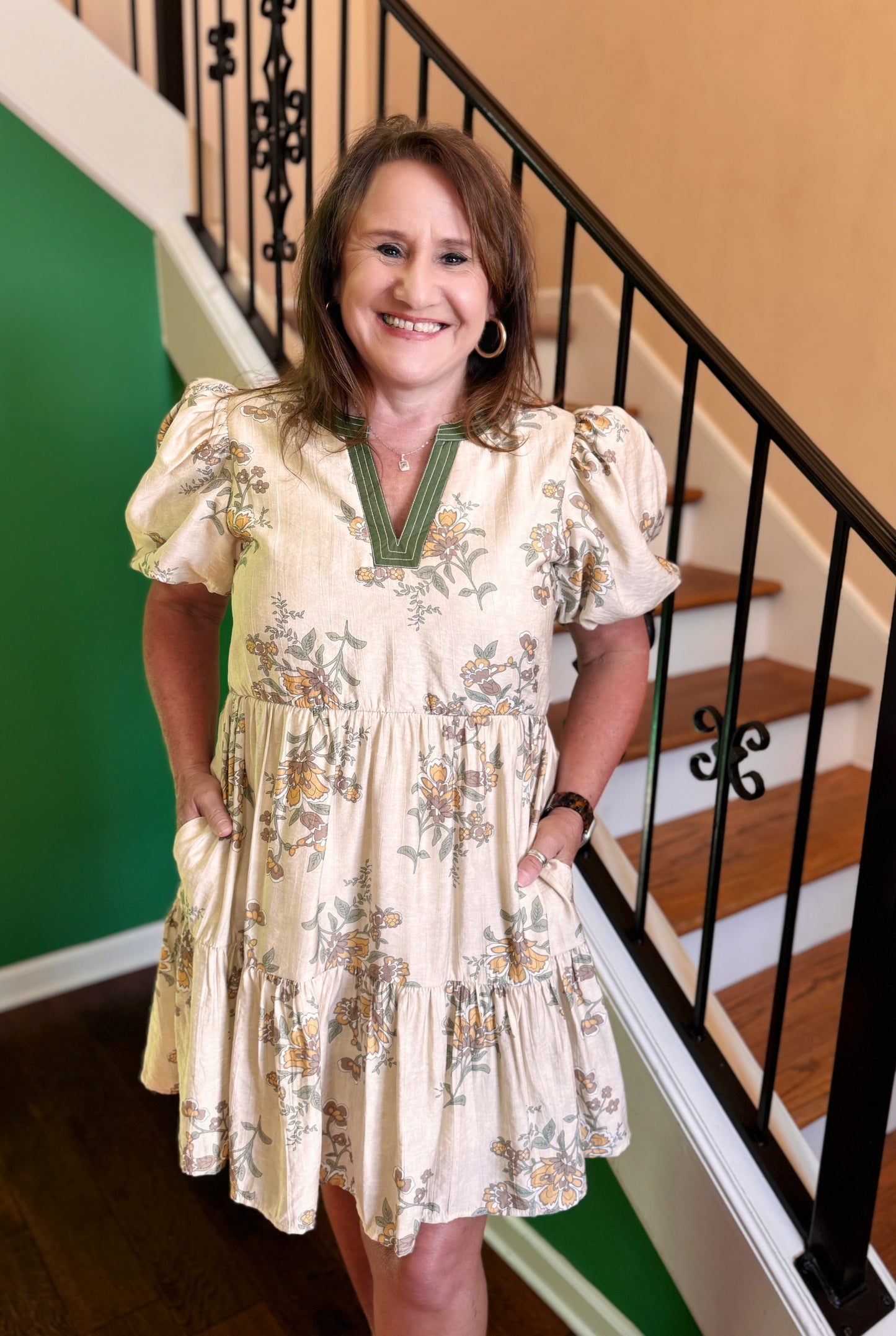 Soft Floral Tiered Mini Dress (Ecru)