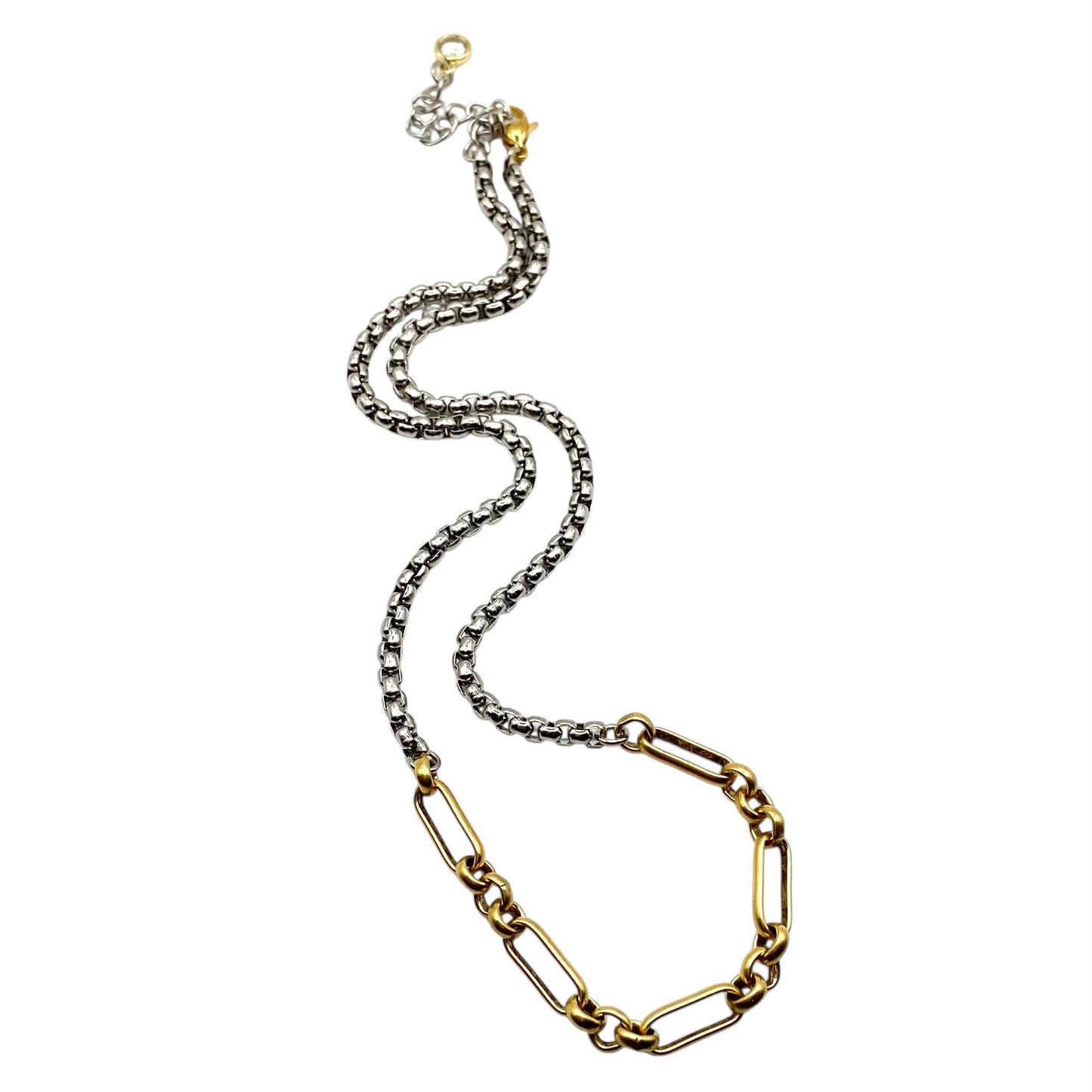 Two Tone Mixed Metal Paperclip Chain