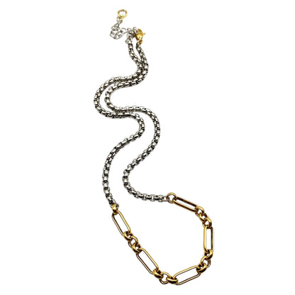 Two Tone Mixed Metal Paperclip Chain