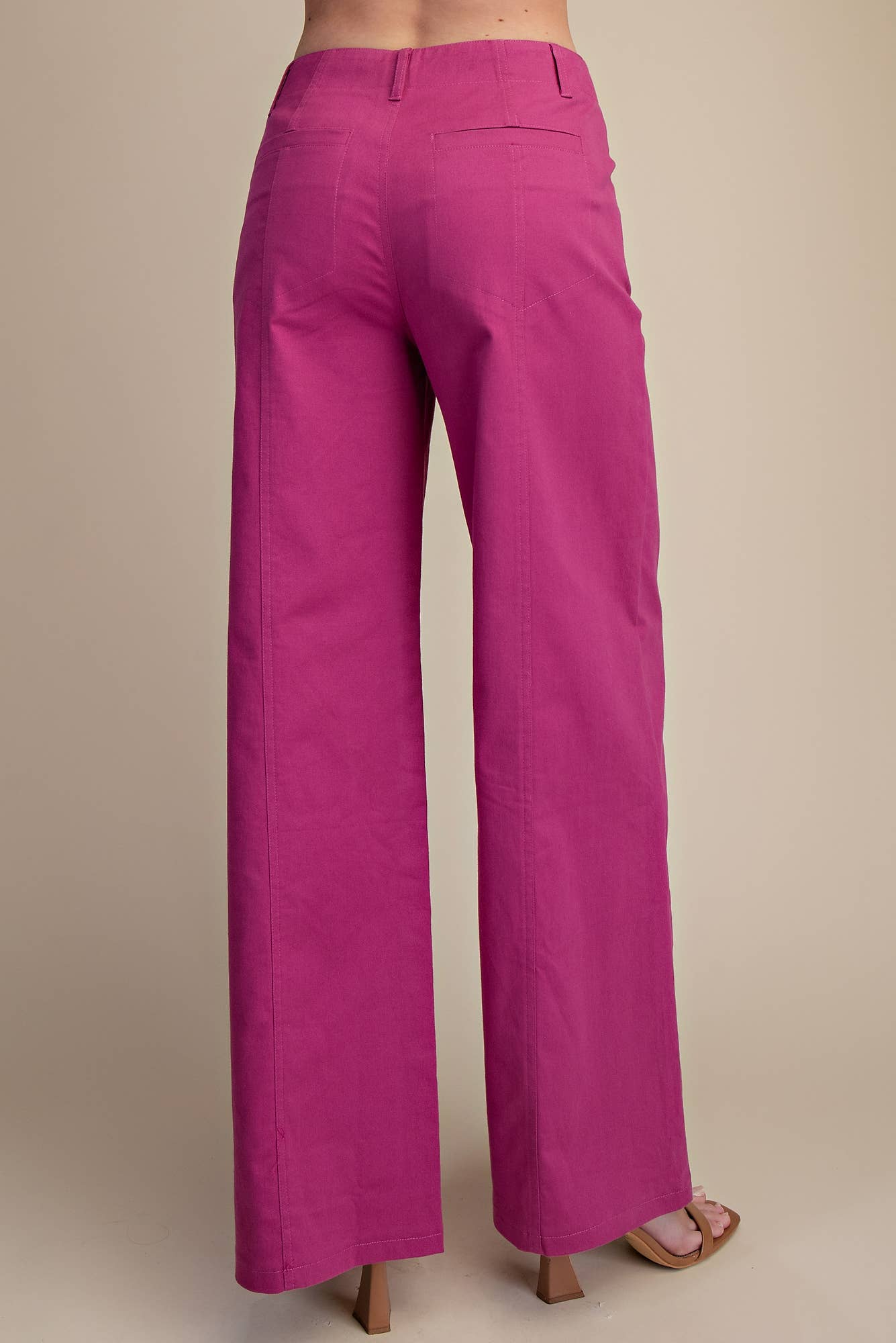 High Rise Wide Leg Pants (Magenta)