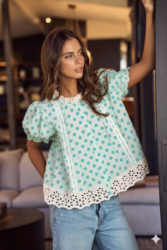 Blooming Daisy Blouse (Turquoise)