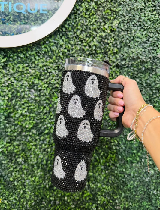 Spooky Sparkle Ghost Tumbler (Black)