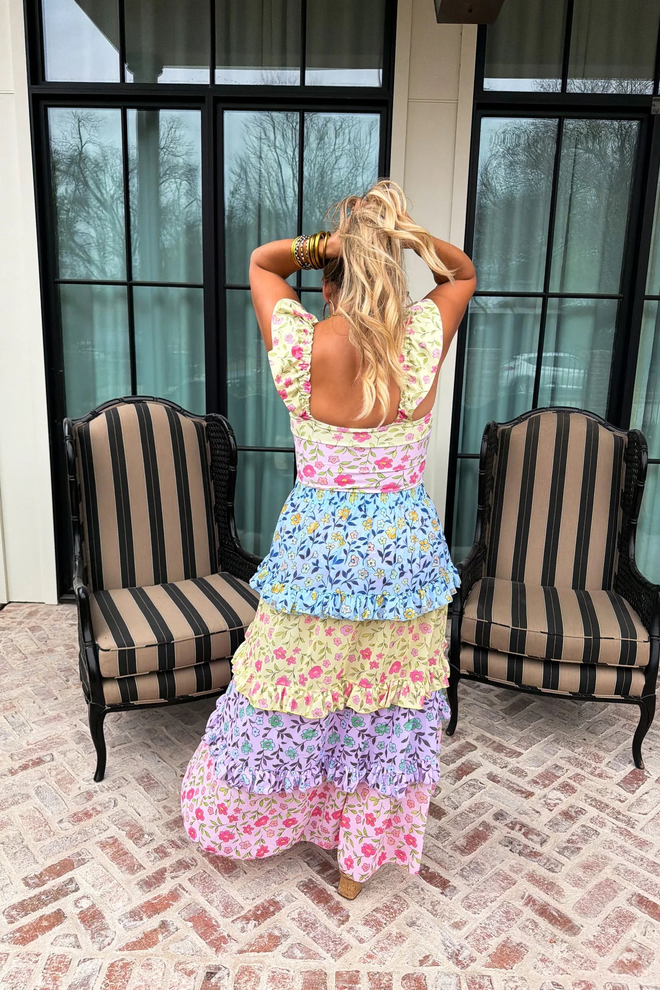 Floral Rainbow One Piece Swimsuit set with Skirt