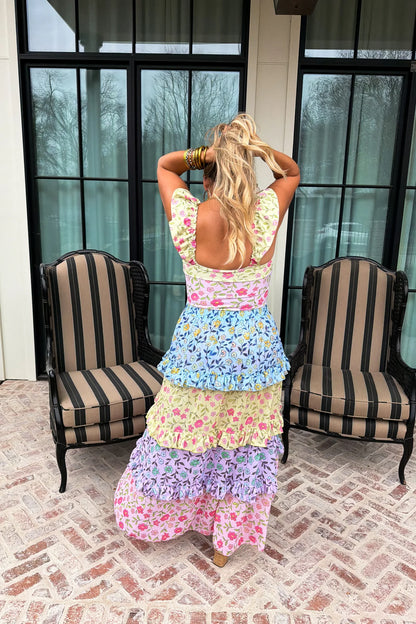 Floral Rainbow One Piece Swimsuit set with Skirt