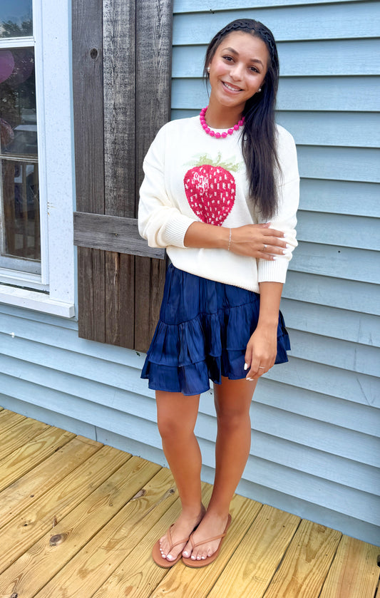 Campbell Satin Skirt (Navy)