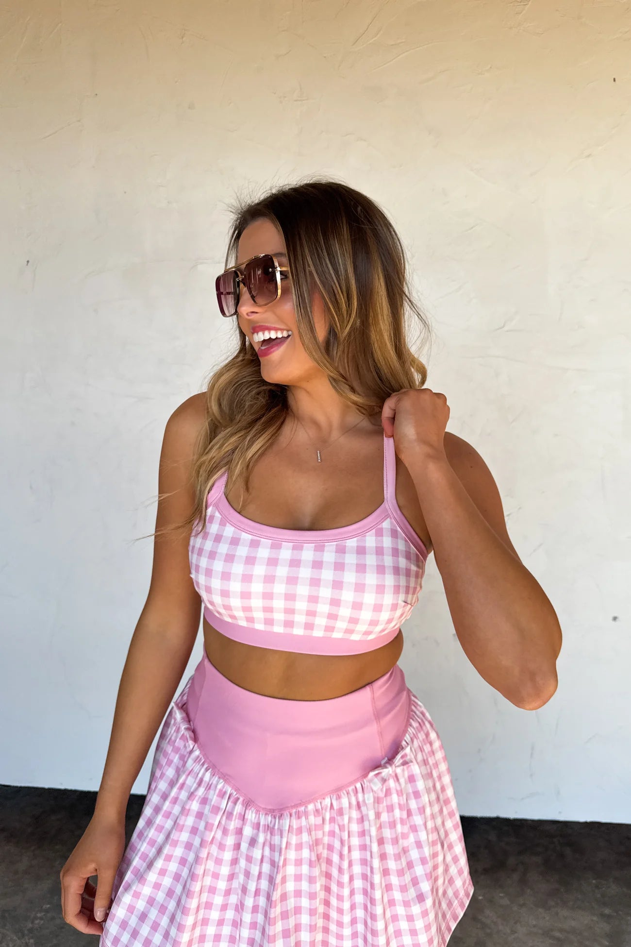 Everday Gingham Tennis Skort (Pink)