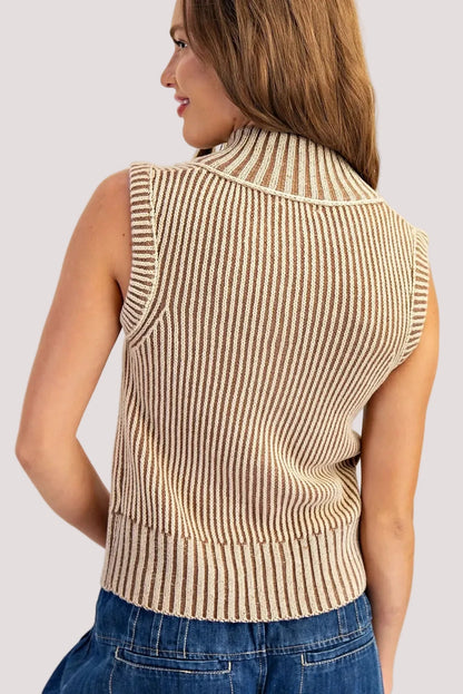 Cocoa Ribbed Knit Vest