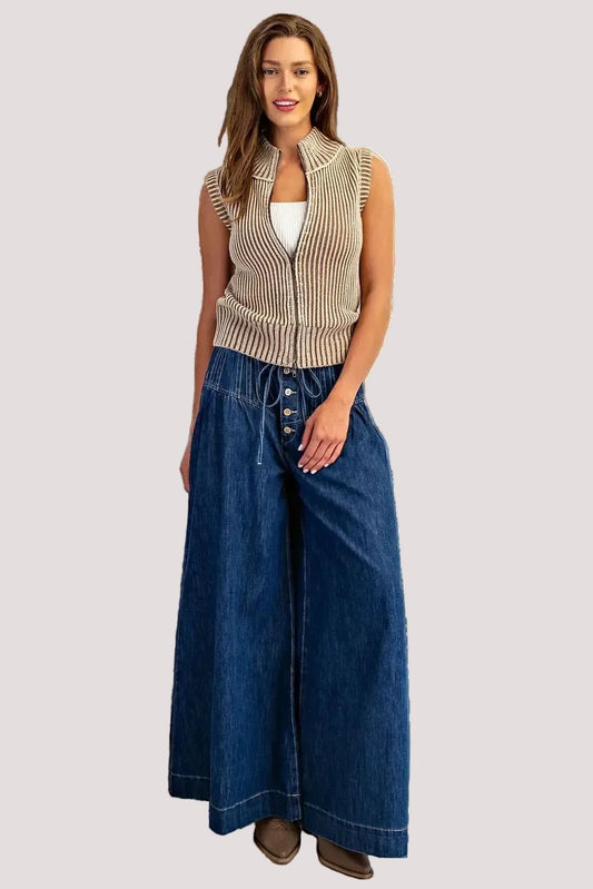 Cocoa Ribbed Knit Vest