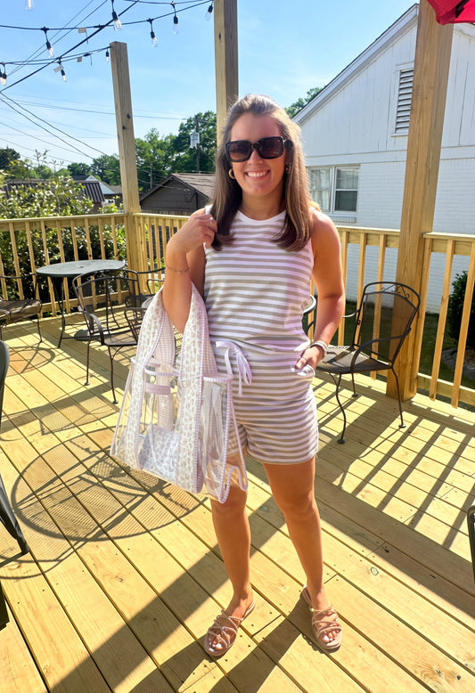 Joey Striped Romper (Neutral)