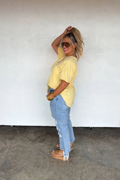 Joey Washed Cotton Boyfriend Tee (Butter Yellow)