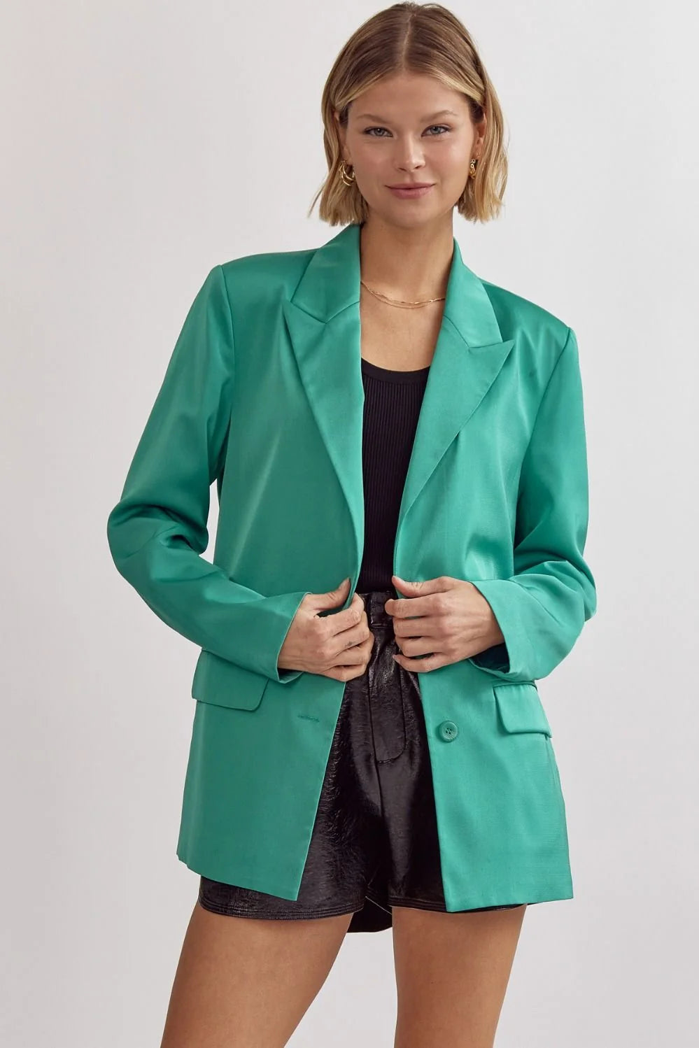Jackie Buttoned Up Blazer (Jade Green)
