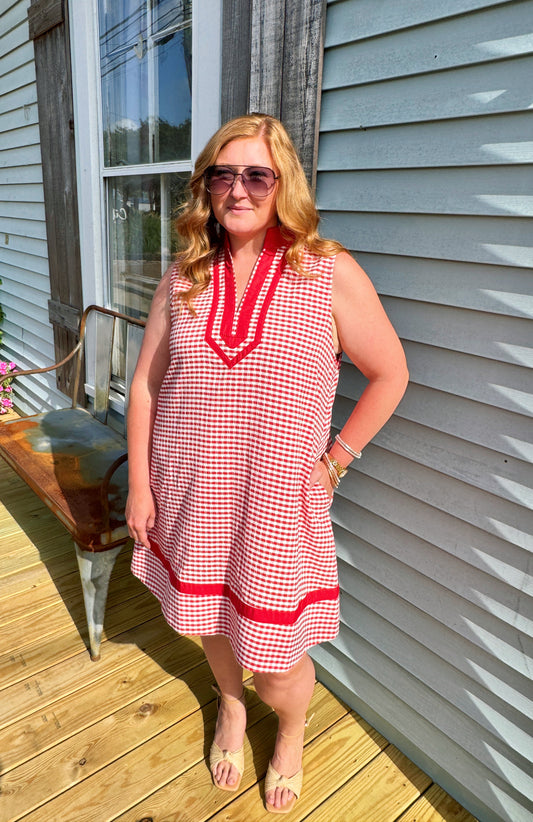 The Harper Gingham Dress (Red)