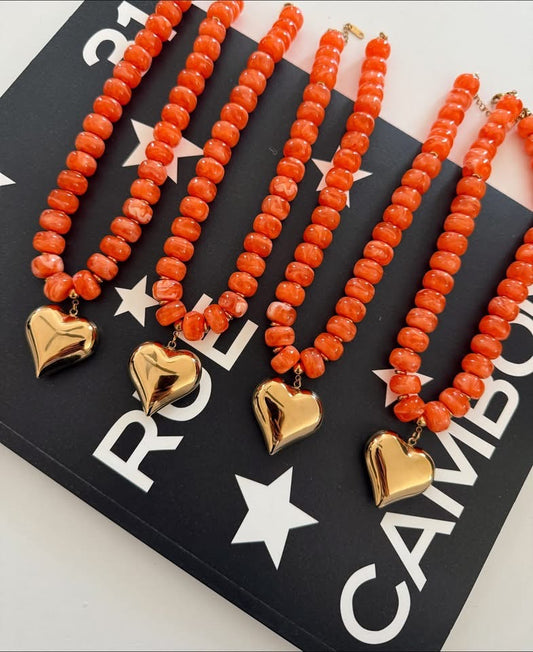 Happy Heart Necklace By Chansutt (Orange)