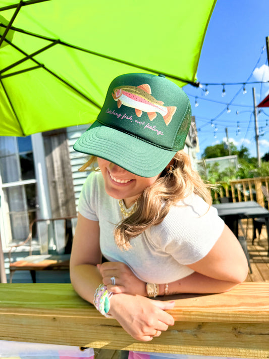 Catch Fish Not Feelings Hat (Green)
