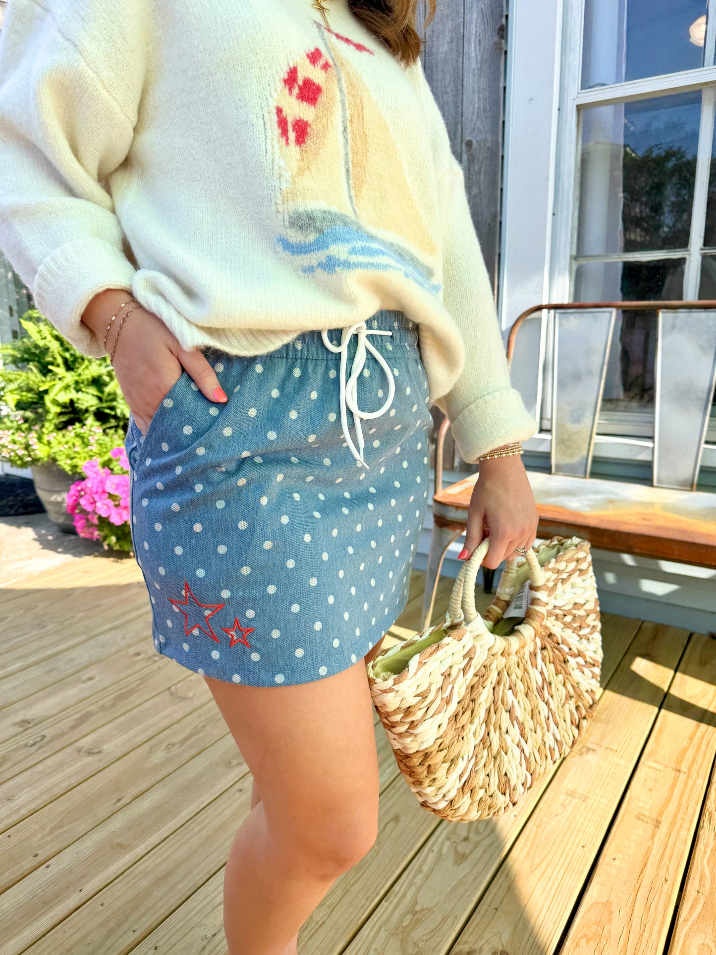 Presley Polka Dot Skirt (Blue)