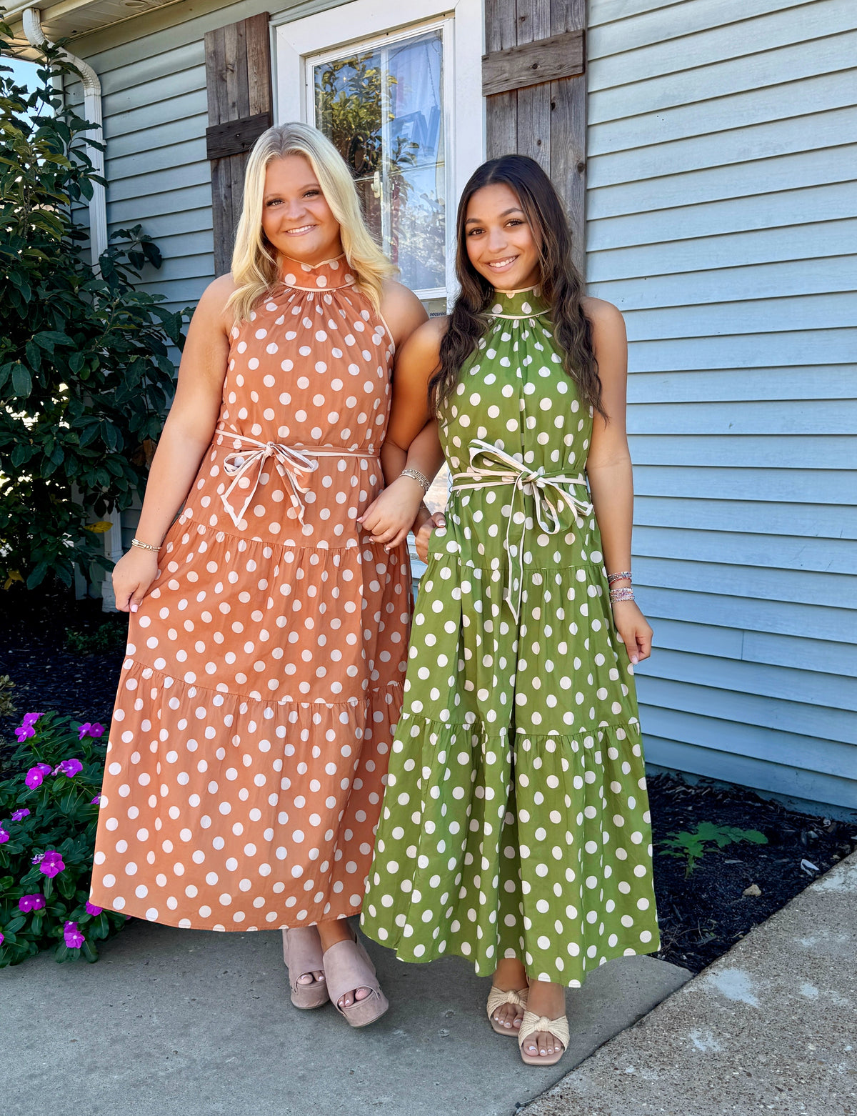 Holli Polka Dot Midi Dress (Orange)