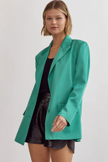 Jackie Buttoned Up Blazer (Jade Green)