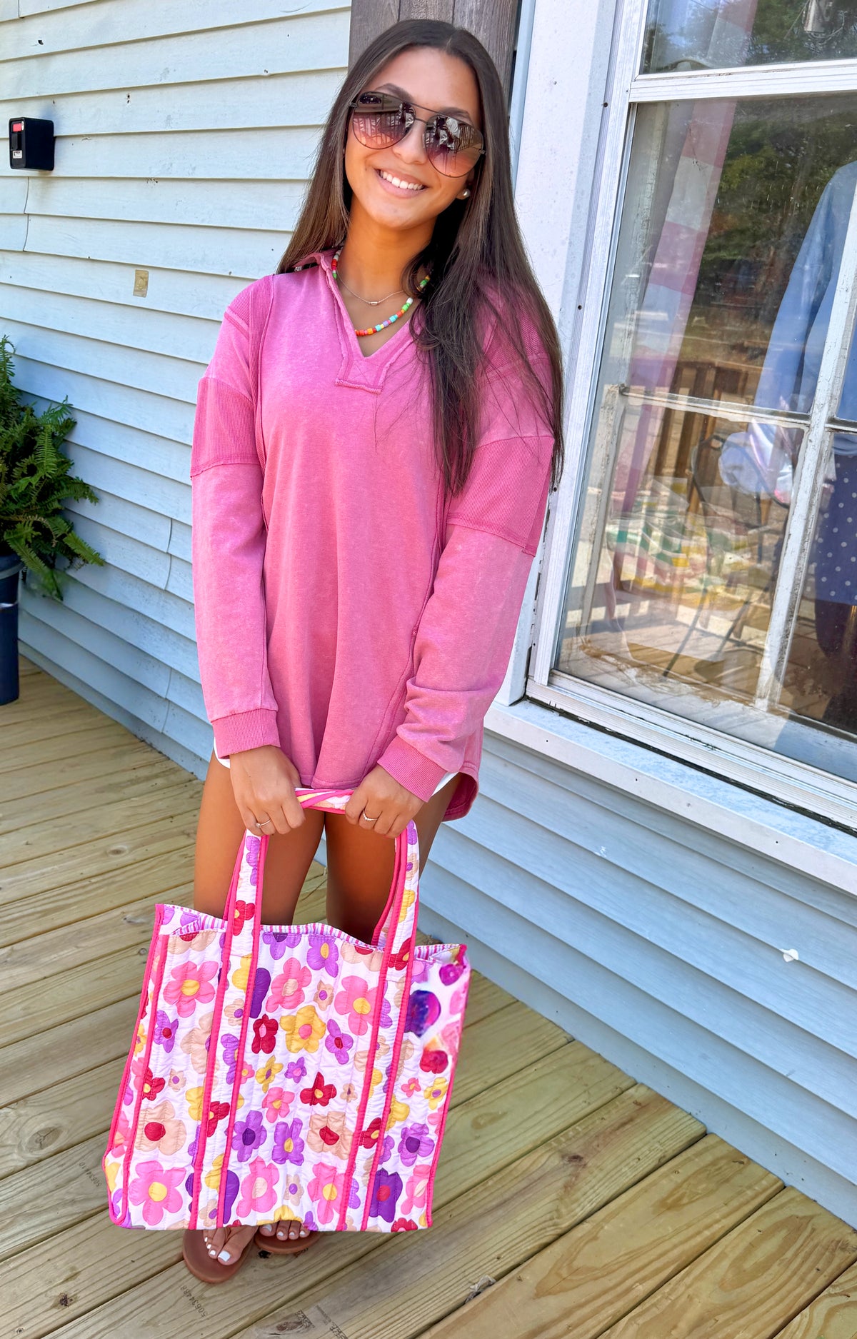Mineral Wash Oversized Fit Top (Mauve)