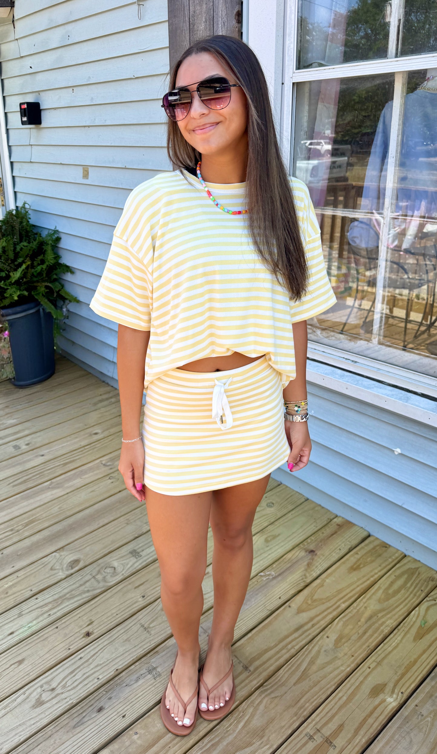 Butter Together Striped Skirt Set (Yellow)