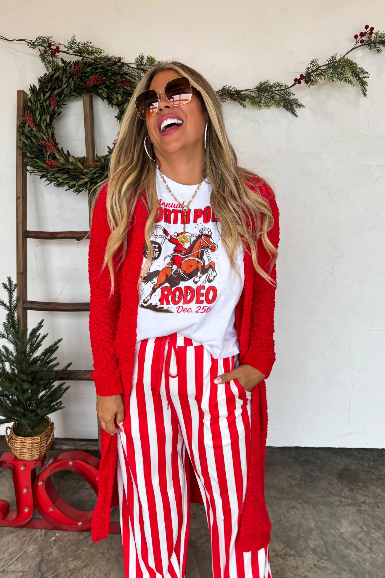 Vertical Vibes Stripe Pants (Red)