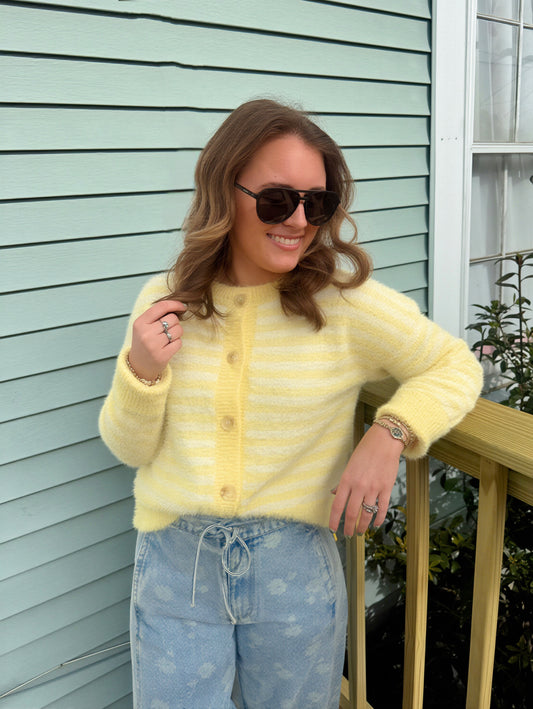 Spritz of Lemon Striped Cardigan (Yellow)