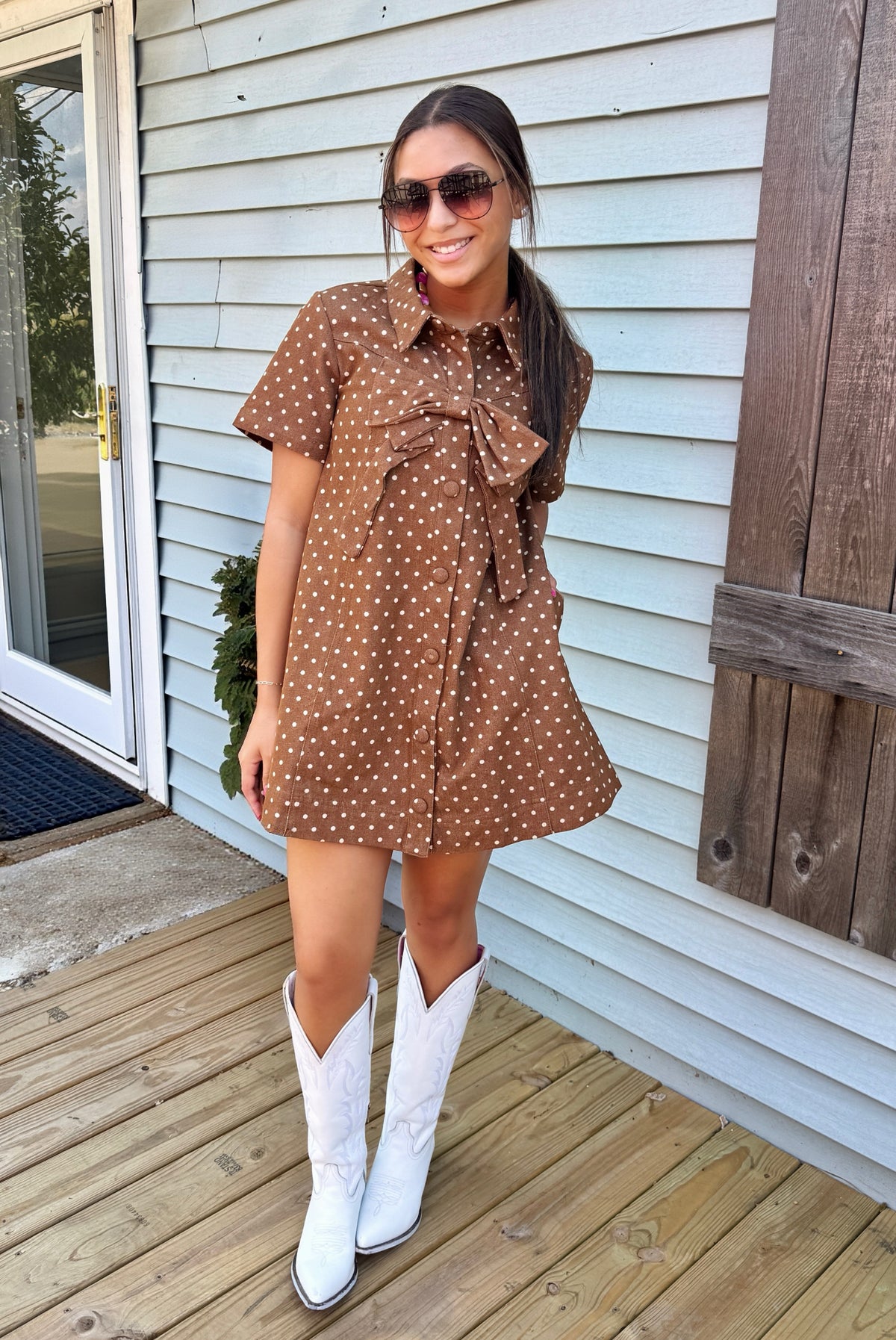 Fall Fest Polka Dot Dress (Mocha)