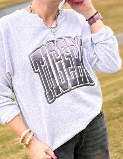 Tiger Puff V-Cut Sweatshirt (Grey)